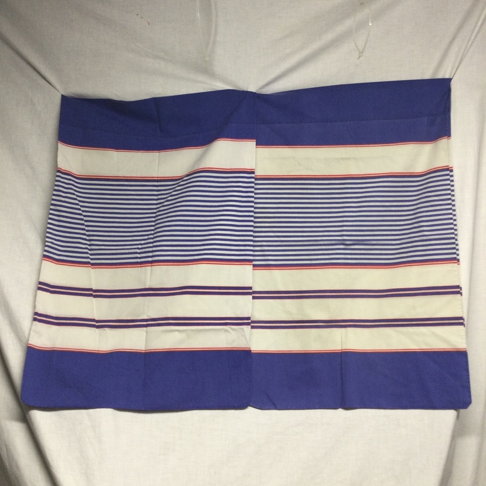 Burlington 2 Standard Striped Blue and White Pillowcases VTG